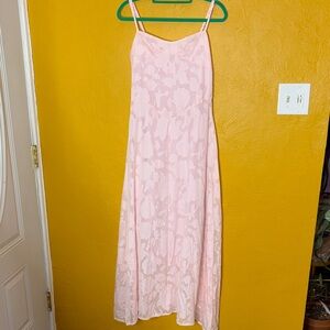Elegant Pink Sheer Floral Laceup Women's Dress Size Medium NWOT
